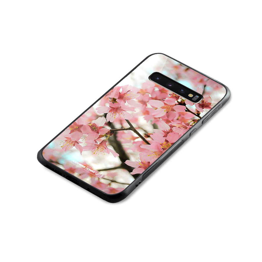 Peach Floral Glass Back Case for Galaxy S10 Plus