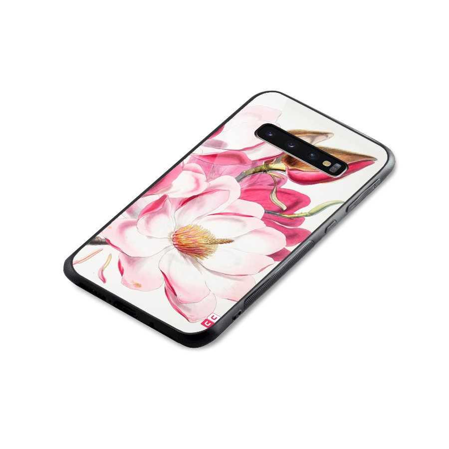 Pink Beautiful Flower Glass Back Case for Galaxy S10 Plus
