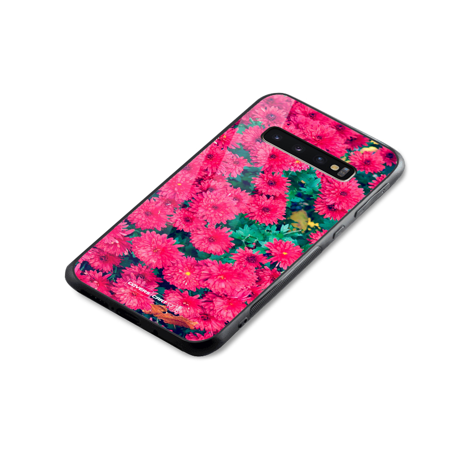 Pink Flowers Glass Back Case for Galaxy S10 Plus