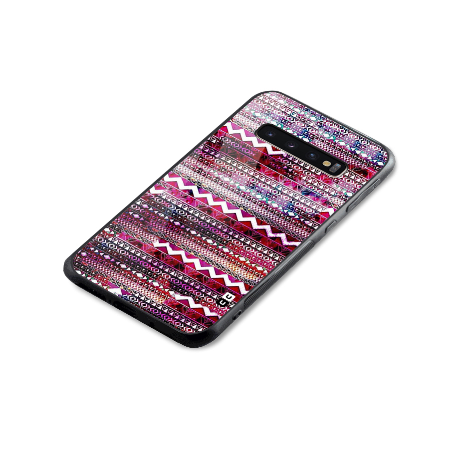 Pink Indie Pattern Glass Back Case for Galaxy S10 Plus