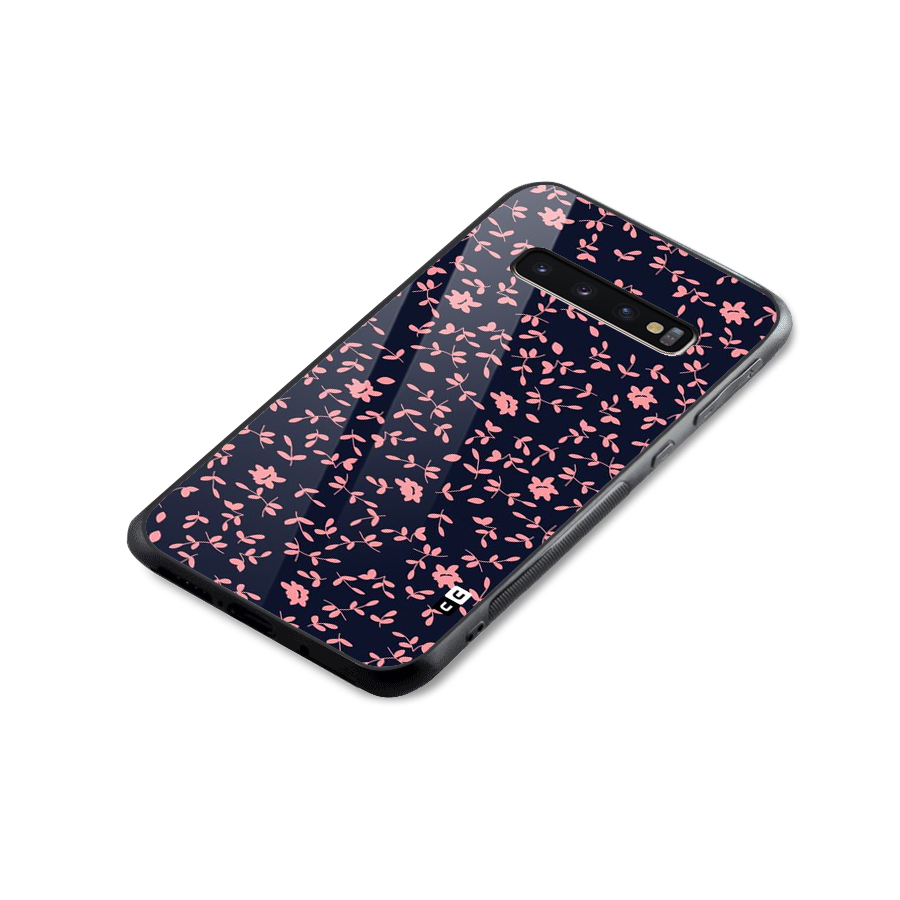 Pink Plant Design Glass Back Case for Galaxy S10 Plus