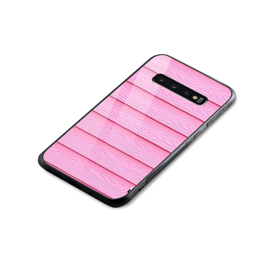 Pink Wood Glass Back Case for Galaxy S10 Plus