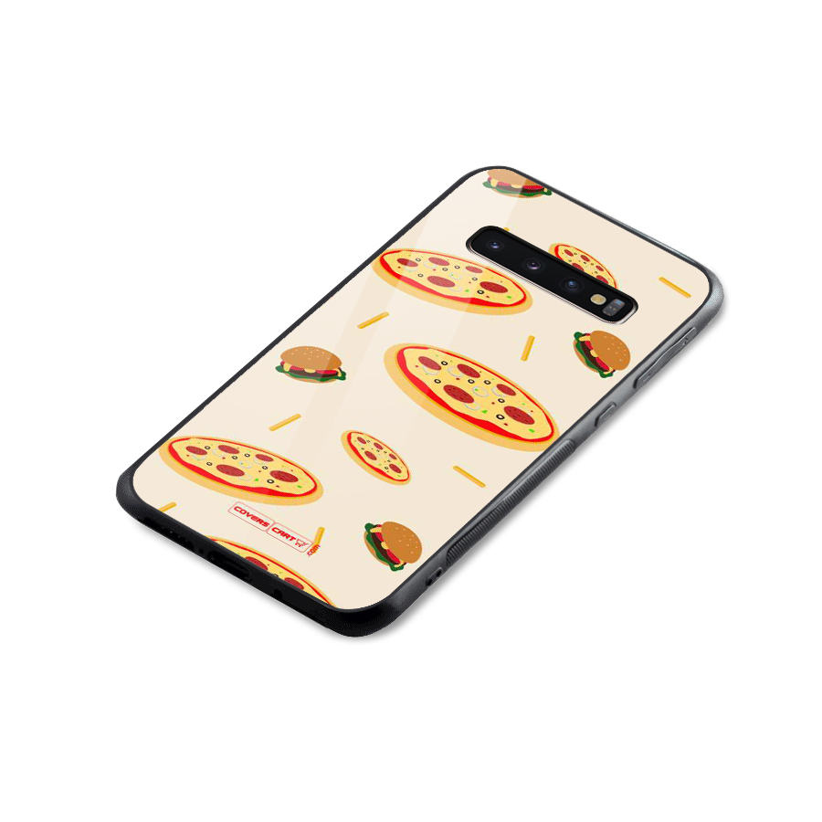 Pizza and Burger Love Glass Back Case for Galaxy S10 Plus