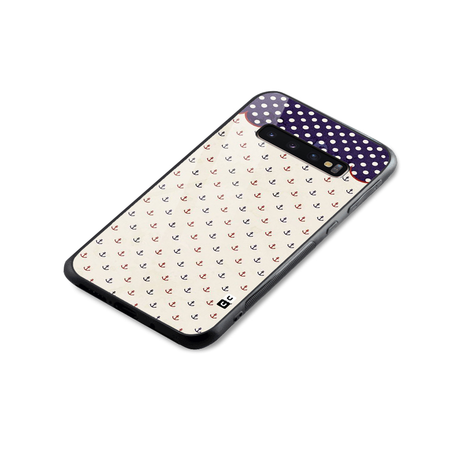 Polka Anchor Glass Back Case for Galaxy S10 Plus