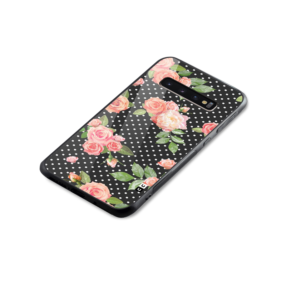 Polka Peach Glass Back Case for Galaxy S10 Plus