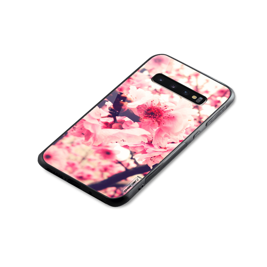 Pretty Pink Flowers Glass Back Case for Galaxy S10 Plus