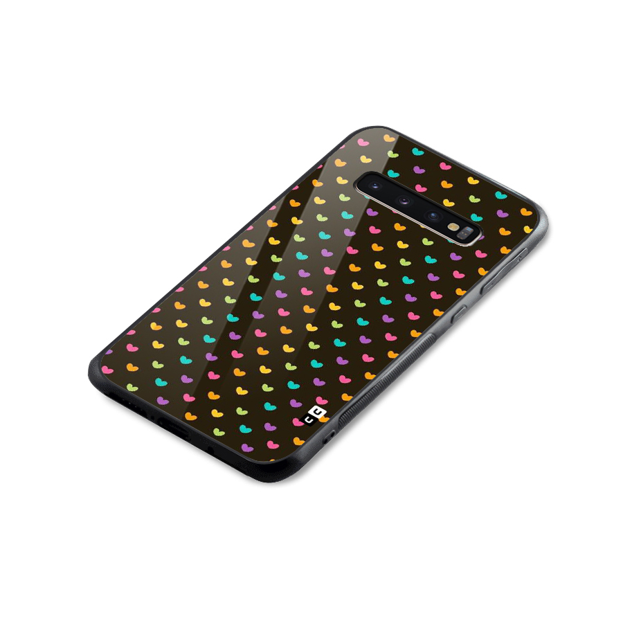 Rainbow Hearts Glass Back Case for Galaxy S10 Plus