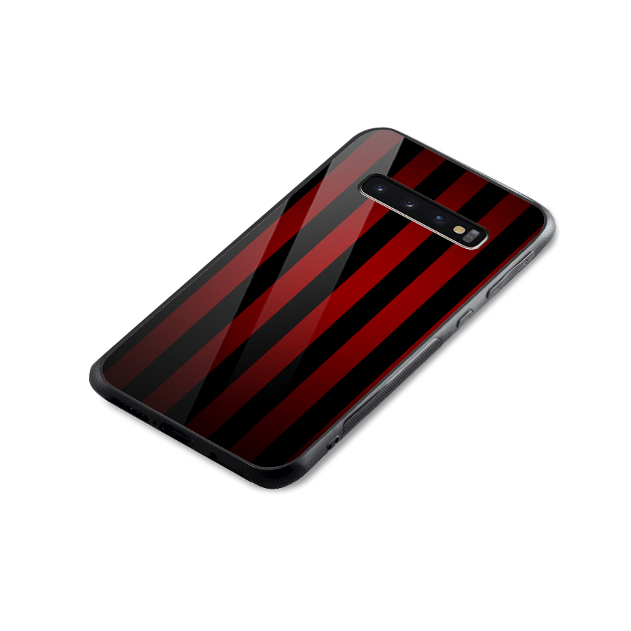 Red Black Stripes Glass Back Case for Galaxy S10 Plus