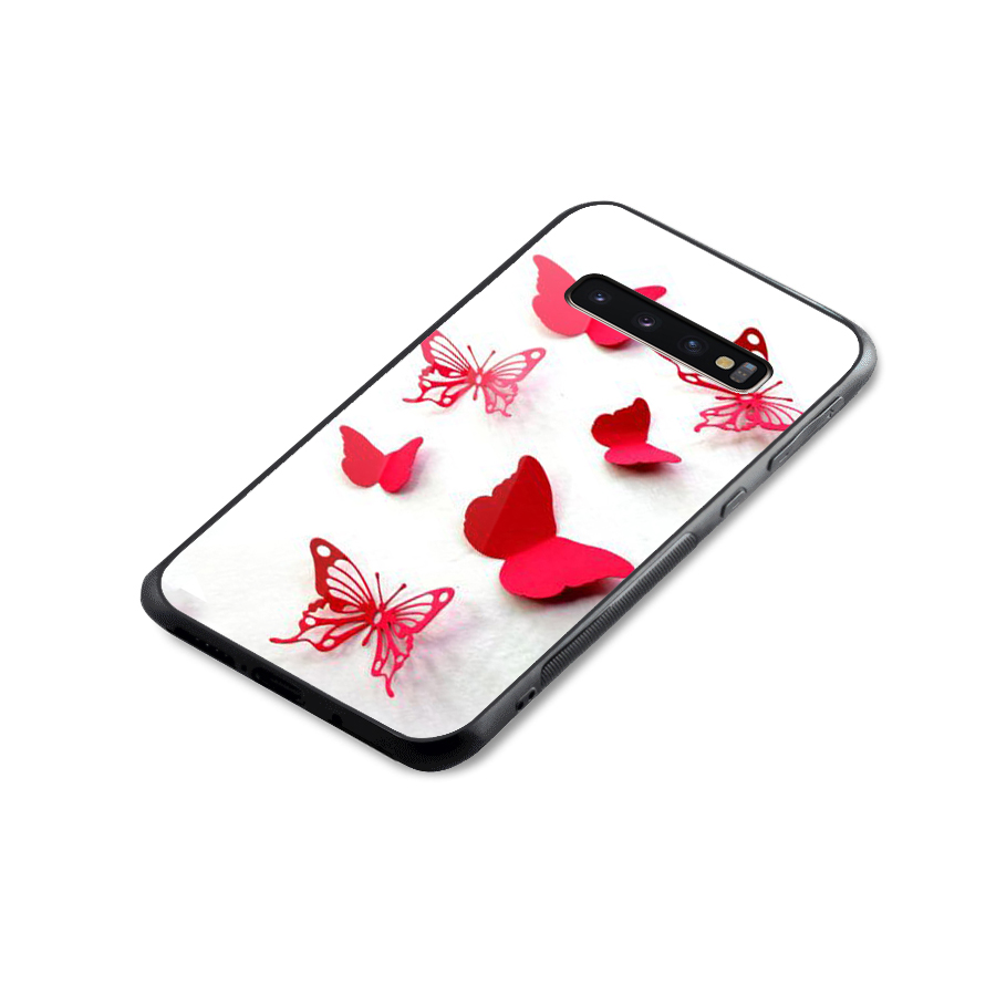 Red Butterflies Glass Back Case for Galaxy S10 Plus