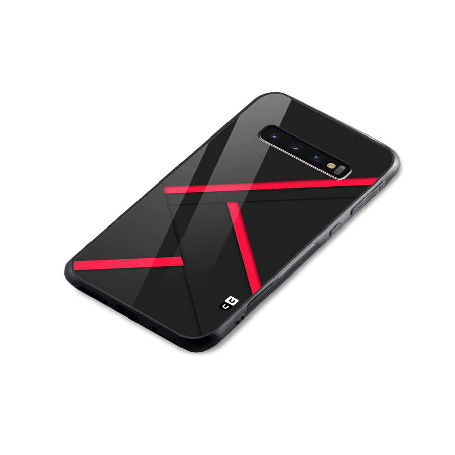 Red Disort Stripes Glass Back Case for Galaxy S10 Plus