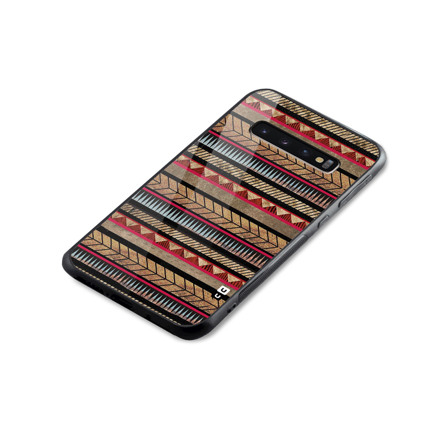 Red Indie Pattern Glass Back Case for Galaxy S10 Plus