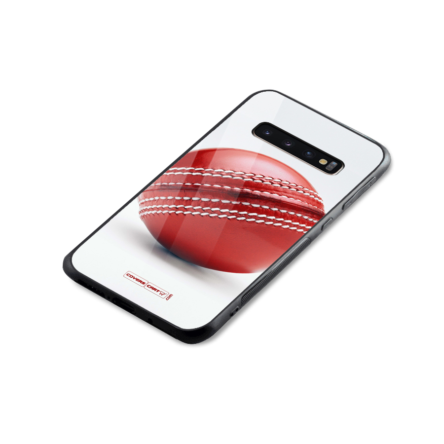 Red International Cricket Ball Glass Back Case for Galaxy S10 Plus