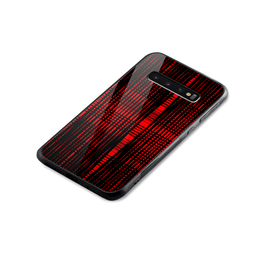 Red Net Design Glass Back Case for Galaxy S10 Plus