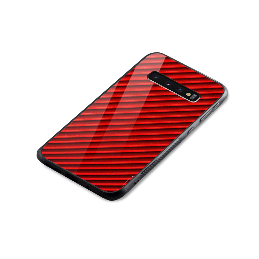 Red Rugged Stripes Glass Back Case for Galaxy S10 Plus