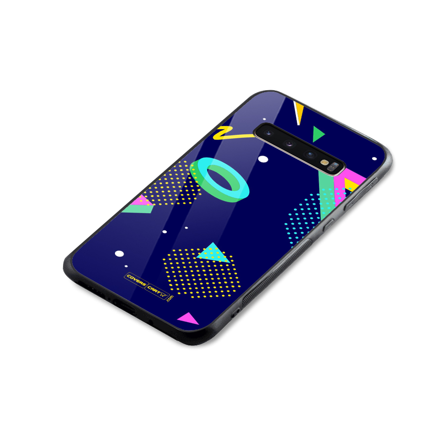 Retro Abstract Glass Back Case for Galaxy S10 Plus