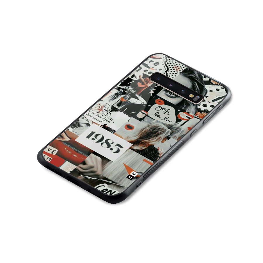 Retro Pattern Glass Back Case for Galaxy S10 Plus