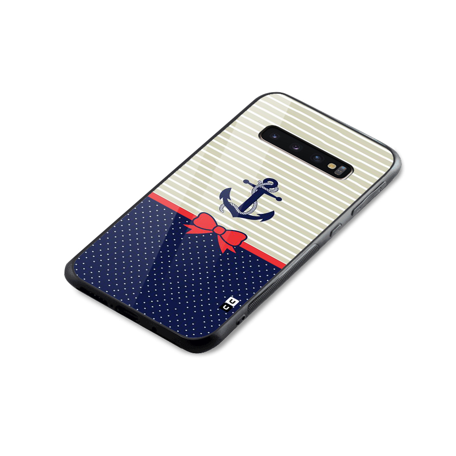 Ribbon Anchor Glass Back Case for Galaxy S10 Plus