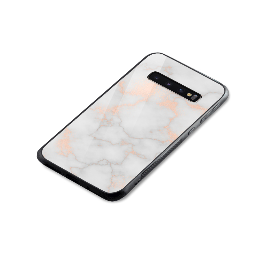 RoseGold Marble Glass Back Case for Galaxy S10 Plus