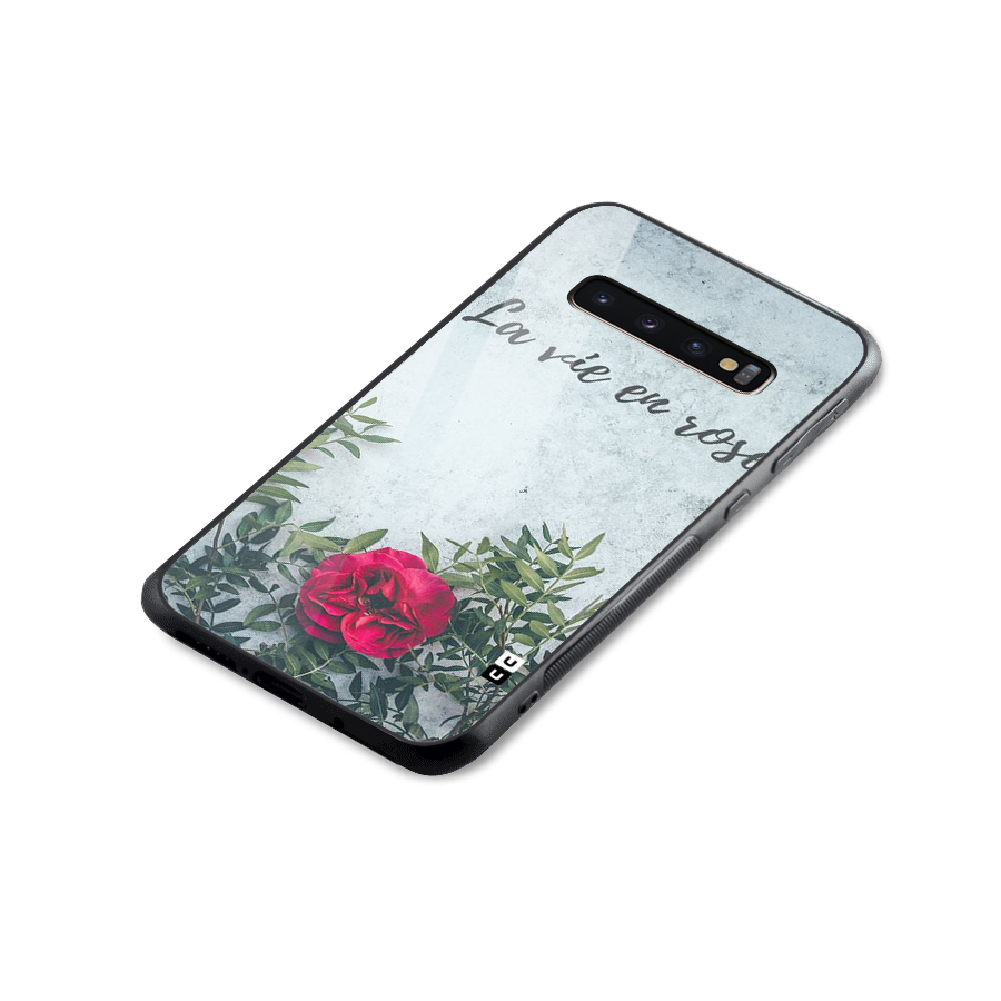 Rose Life Glass Back Case for Galaxy S10 Plus