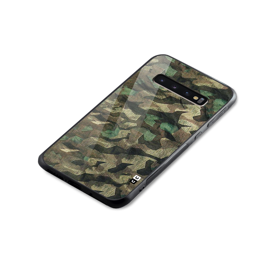 Rugged Army Glass Back Case for Galaxy S10 Plus
