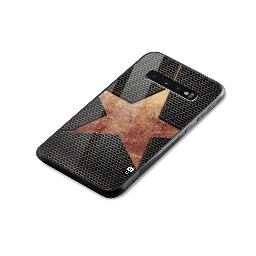 Rugged Gold Star Glass Back Case for Galaxy S10 Plus