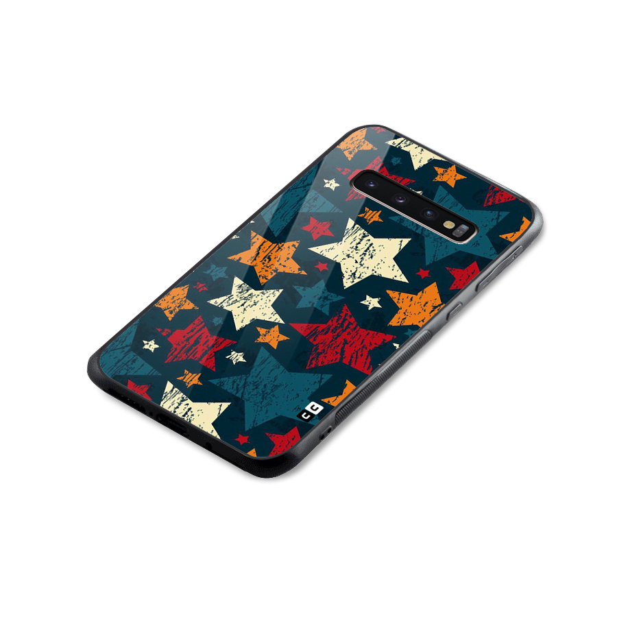 Rugged Star Design Glass Back Case for Galaxy S10 Plus