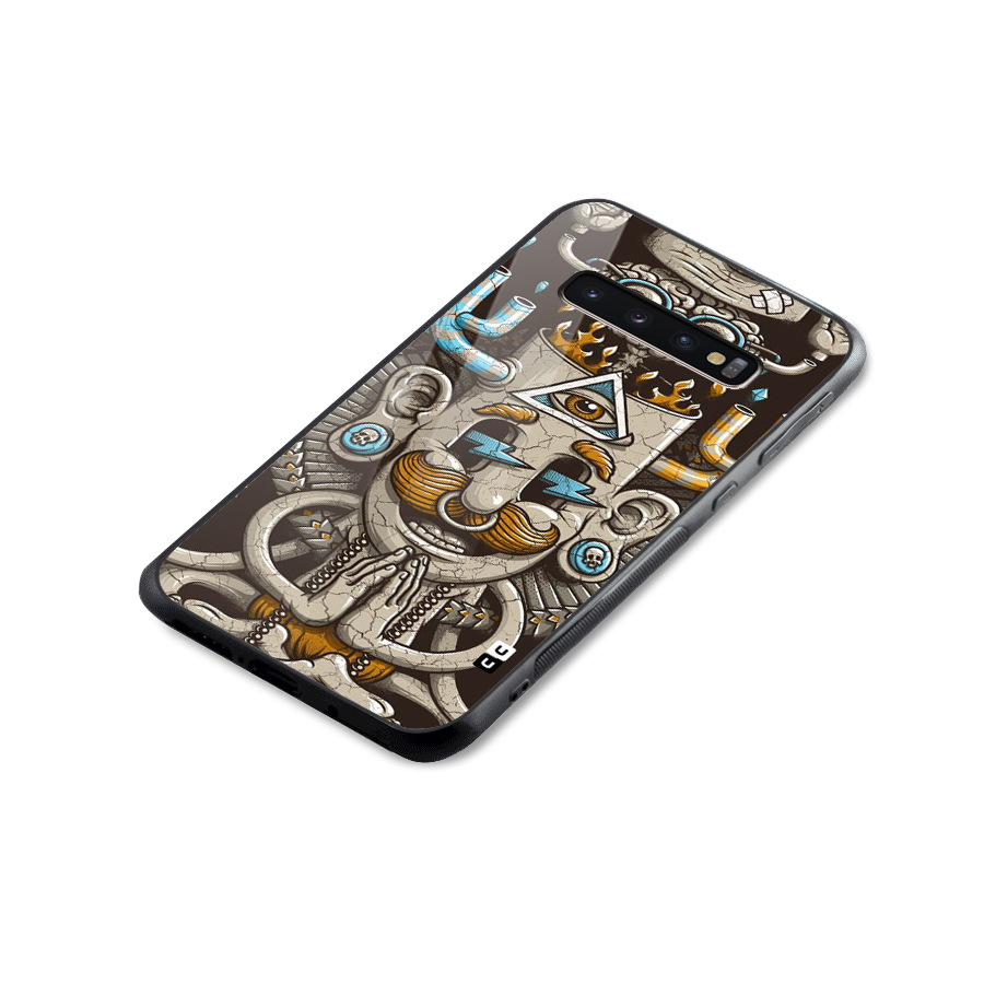 Sculpture Design Glass Back Case for Galaxy S10 Plus