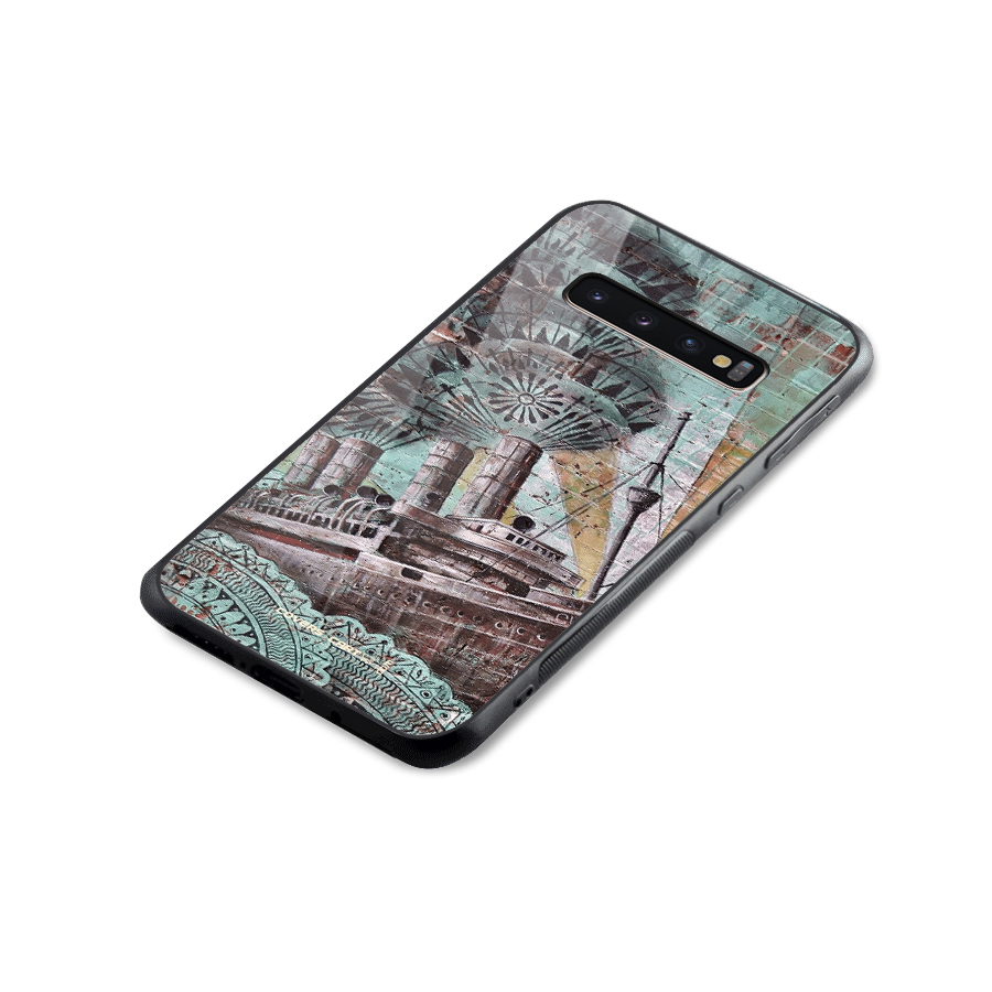 Ship Art Glass Back Case for Galaxy S10 Plus