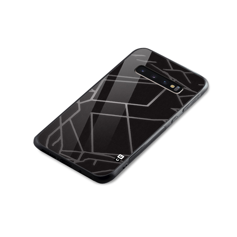 Silver Angle Design Glass Back Case for Galaxy S10 Plus