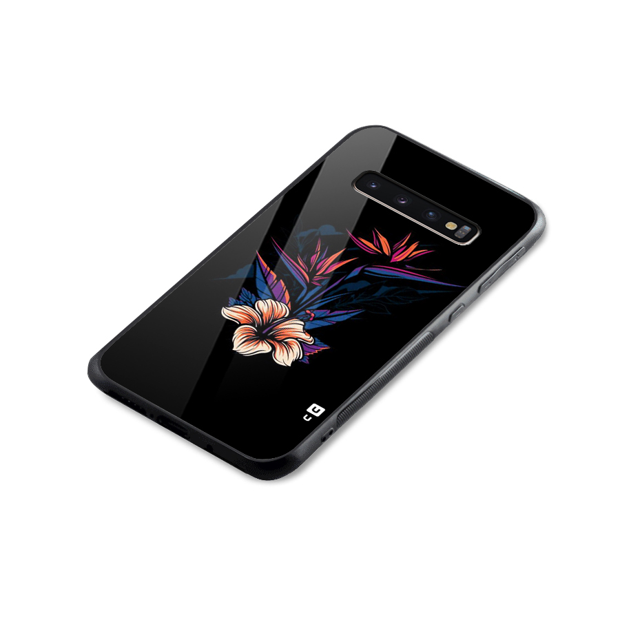 Single Painted Flower Glass Back Case for Galaxy S10 Plus