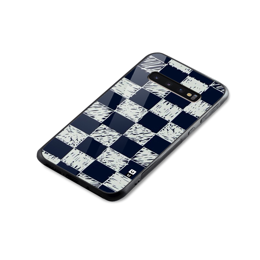 Sketchy Check Design Glass Back Case for Galaxy S10 Plus