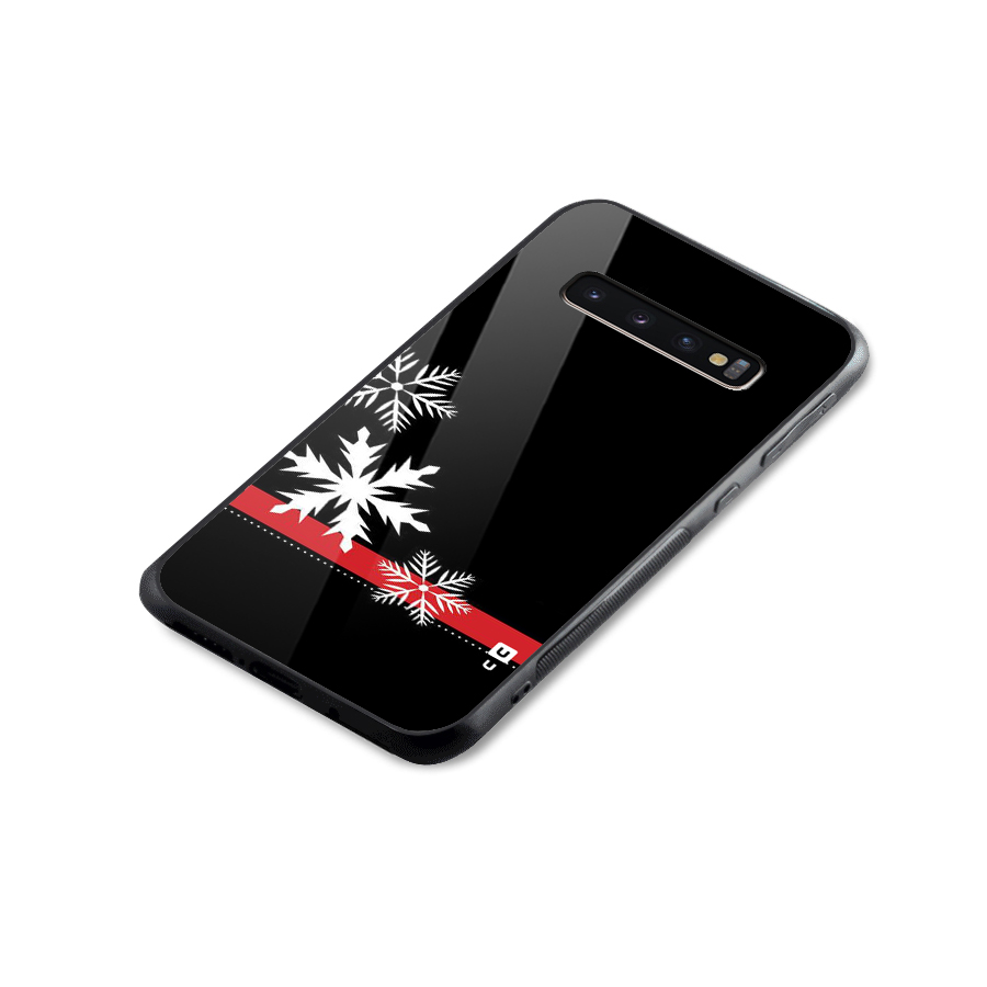 Snowflake Ribbon Glass Back Case for Galaxy S10 Plus