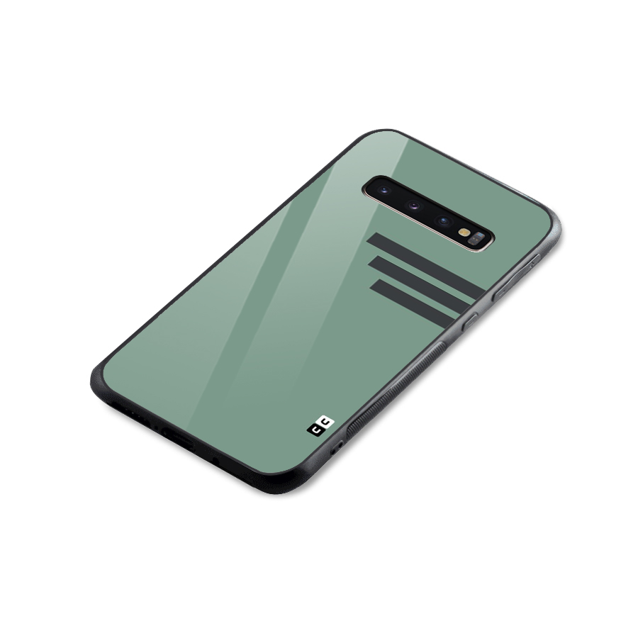 Solid Sports Stripe Glass Back Case for Galaxy S10 Plus
