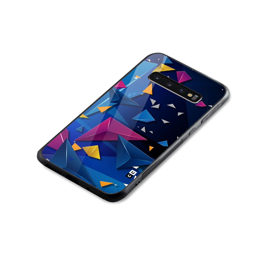 Space Colored Triangles Glass Back Case for Galaxy S10 Plus