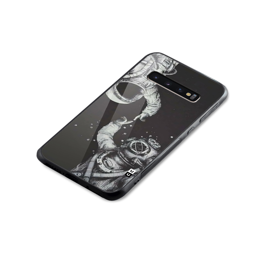 Space Meeting Glass Back Case for Galaxy S10 Plus
