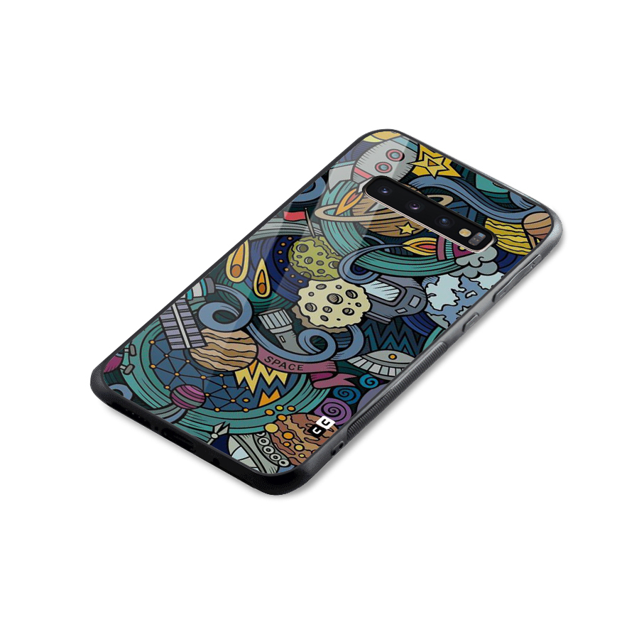 Space Pattern Blue Glass Back Case for Galaxy S10 Plus