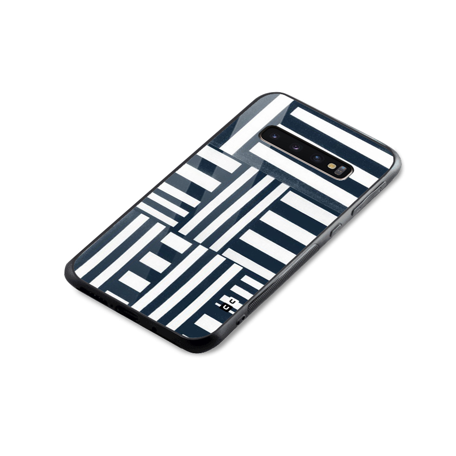 Square  Stripes Glass Back Case for Galaxy S10 Plus