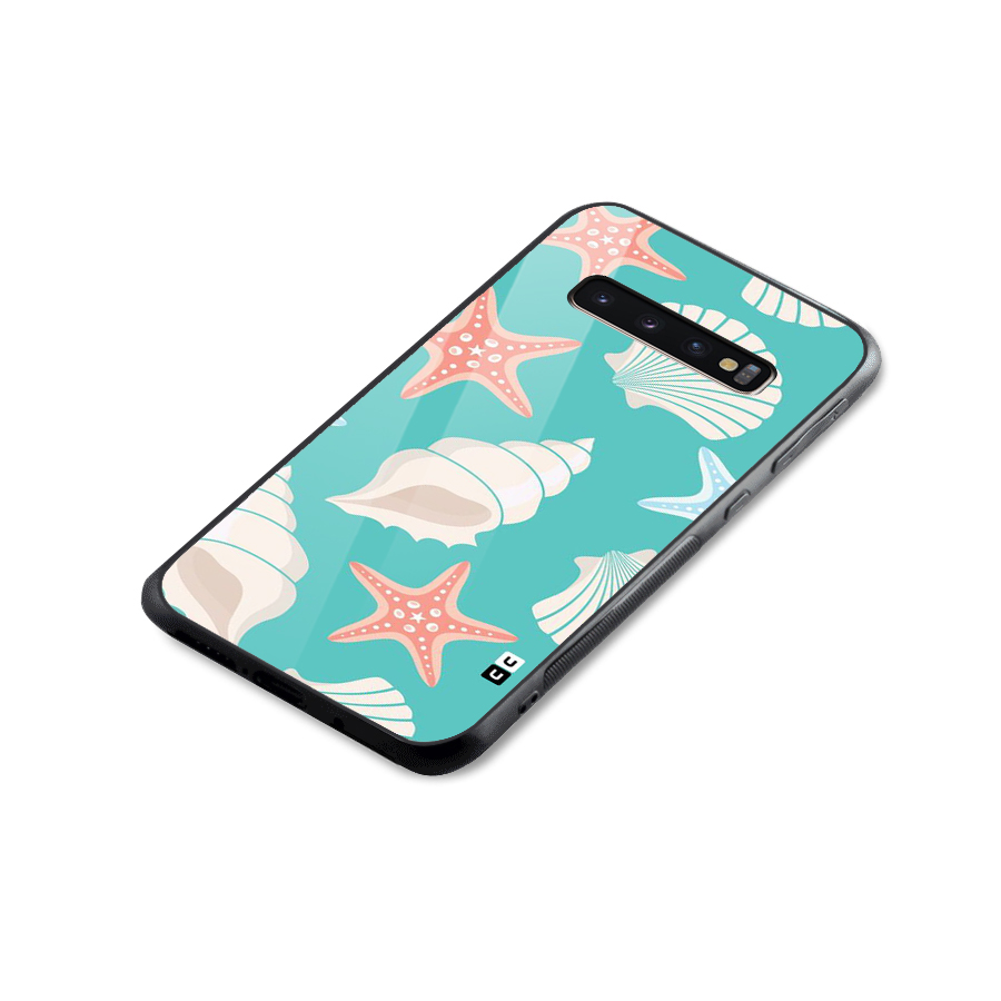 Starfish Sea Shell Glass Back Case for Galaxy S10 Plus