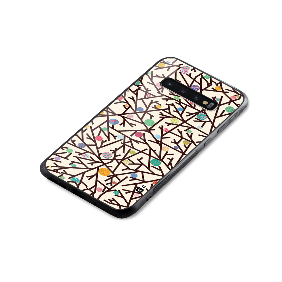 Stem Pattern Glass Back Case for Galaxy S10 Plus