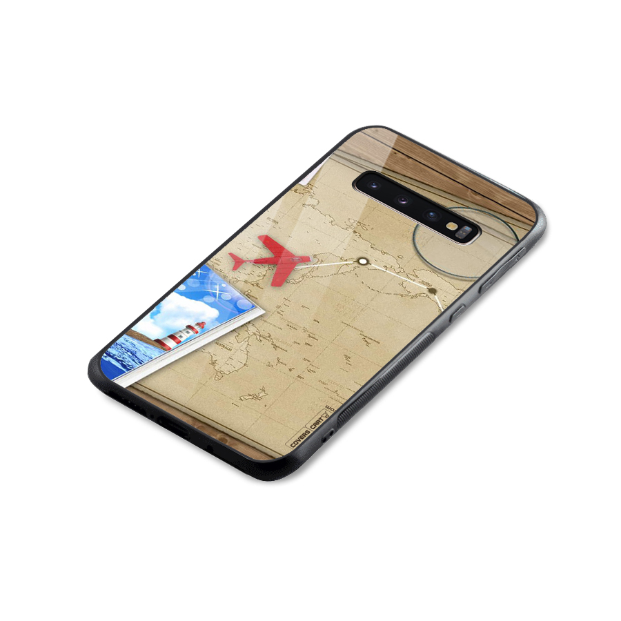 Summer Travel Glass Back Case for Galaxy S10 Plus