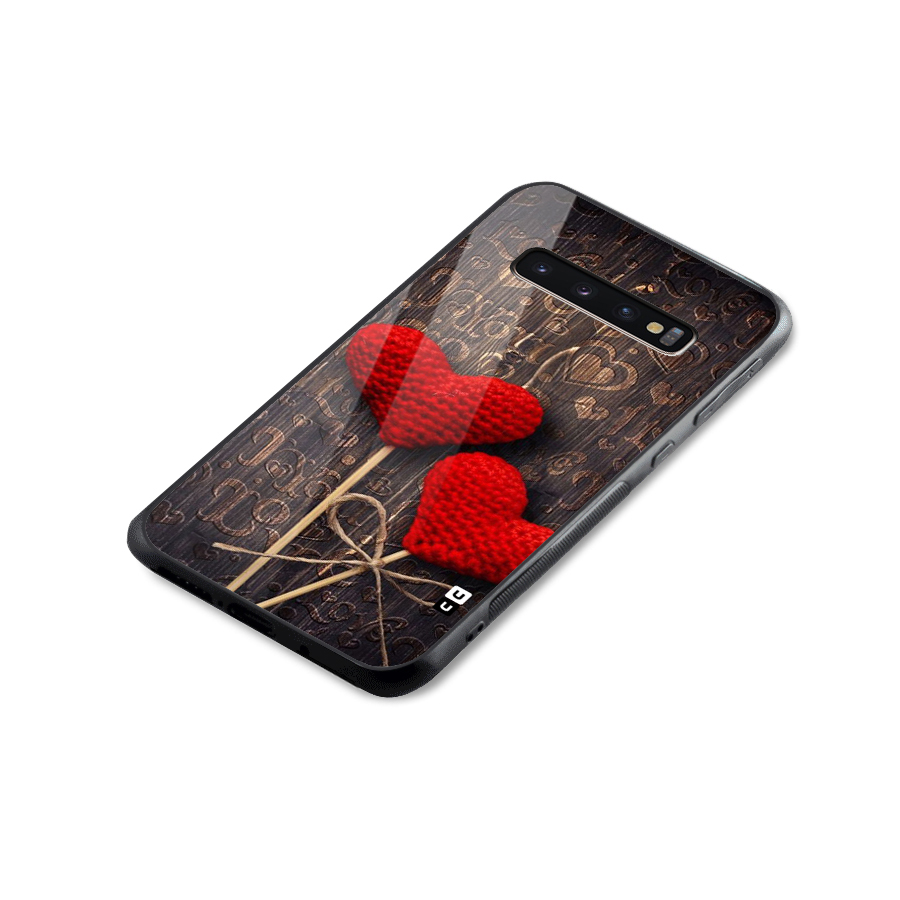 Thread Art Wooden Print Glass Back Case for Galaxy S10 Plus