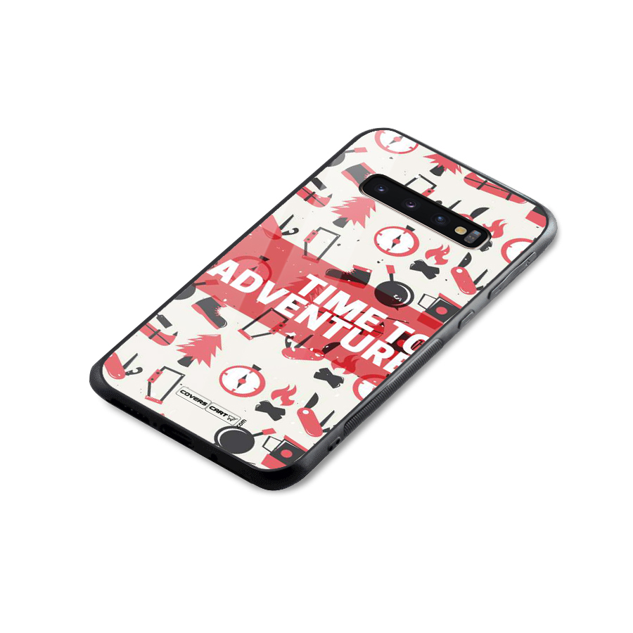 Time To Adventure Radiant Red Glass Back Case for Galaxy S10 Plus