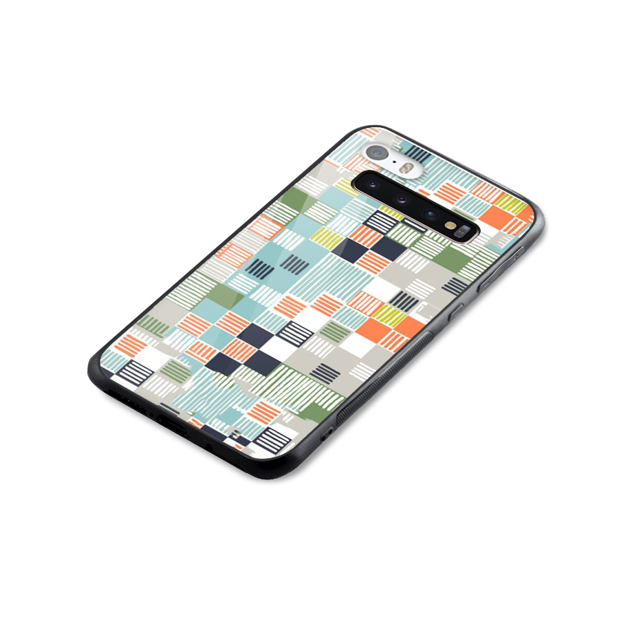 Tiny Boxes Stripes Glass Back Case for Galaxy S10 Plus