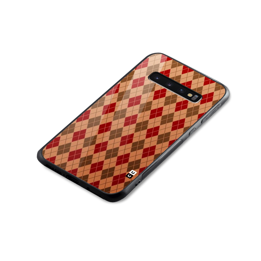 Tiny Checks Diamond Glass Back Case for Galaxy S10 Plus