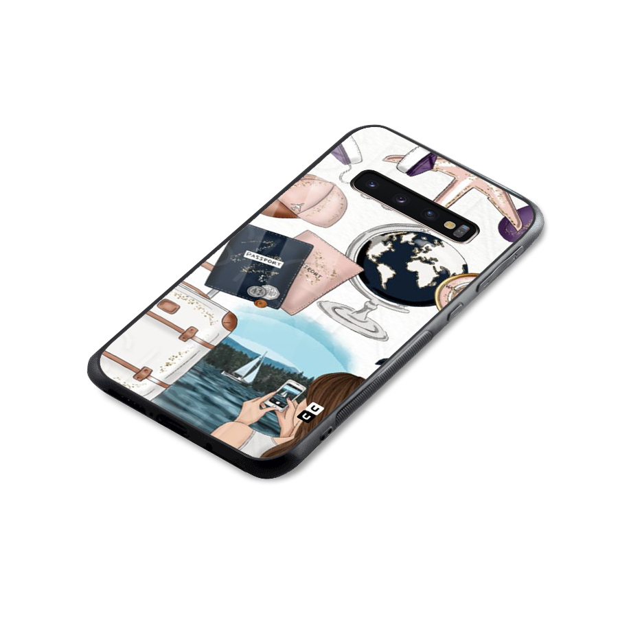 Travel Diaries Glass Back Case for Galaxy S10 Plus