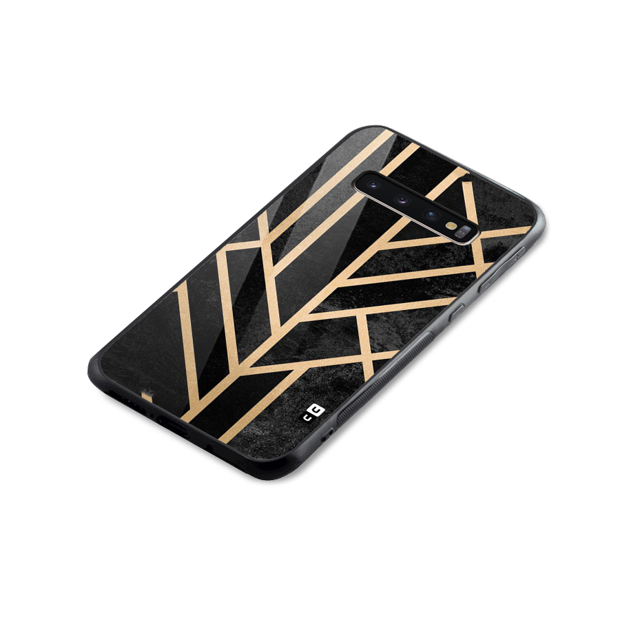Tri Lines Gold Glass Back Case for Galaxy S10 Plus