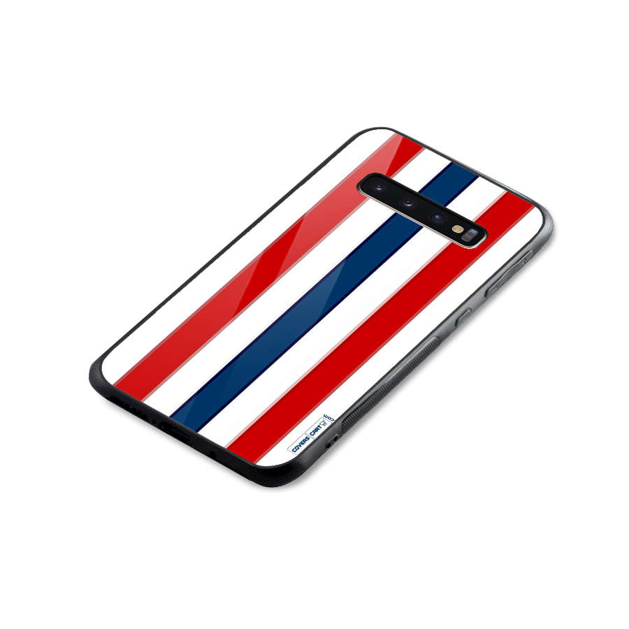 Tricolor Stripes Glass Back Case for Galaxy S10 Plus