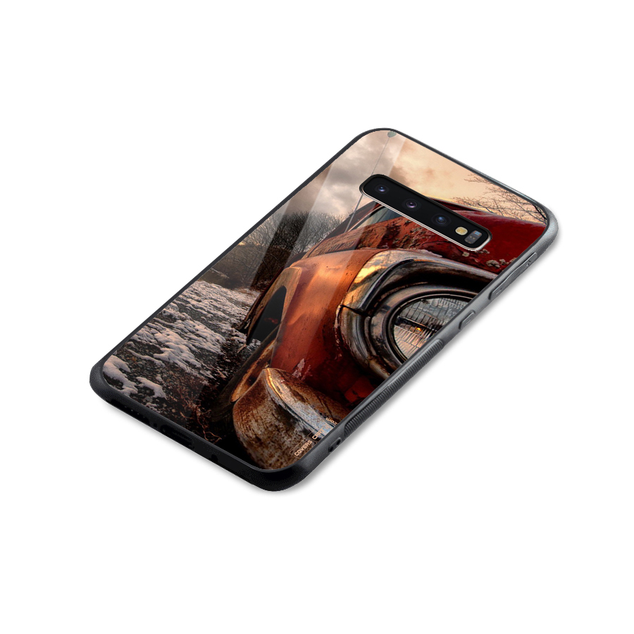 Vintage Car Headlight Glass Back Case for Galaxy S10 Plus