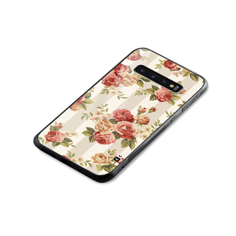 Vintage Color Flowers Glass Back Case for Galaxy S10 Plus