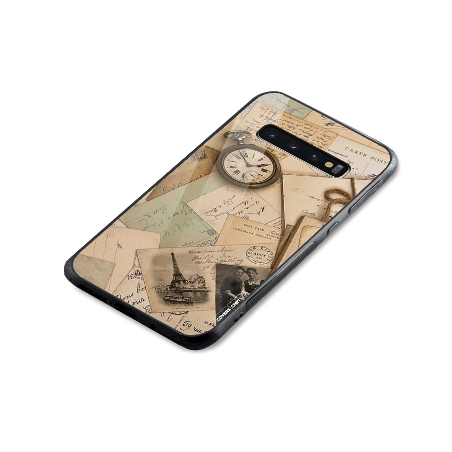 Vintage Postcards Glass Back Case for Galaxy S10 Plus